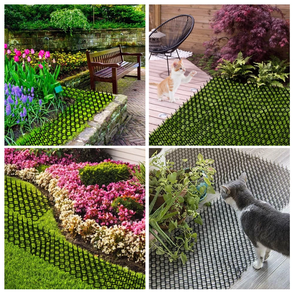 6/10 Pcs Garden Prickle Strip Dig Stop Cat Repellent Deterrent Mat Anti-cat Prickle Strips Keep Cat Away Digging Climbing Spike animal repellent