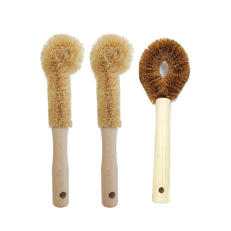 Kitchen Cleaning Brush Natural Coir Brush hemp fiber non stick skillet brush oil degreasing dish