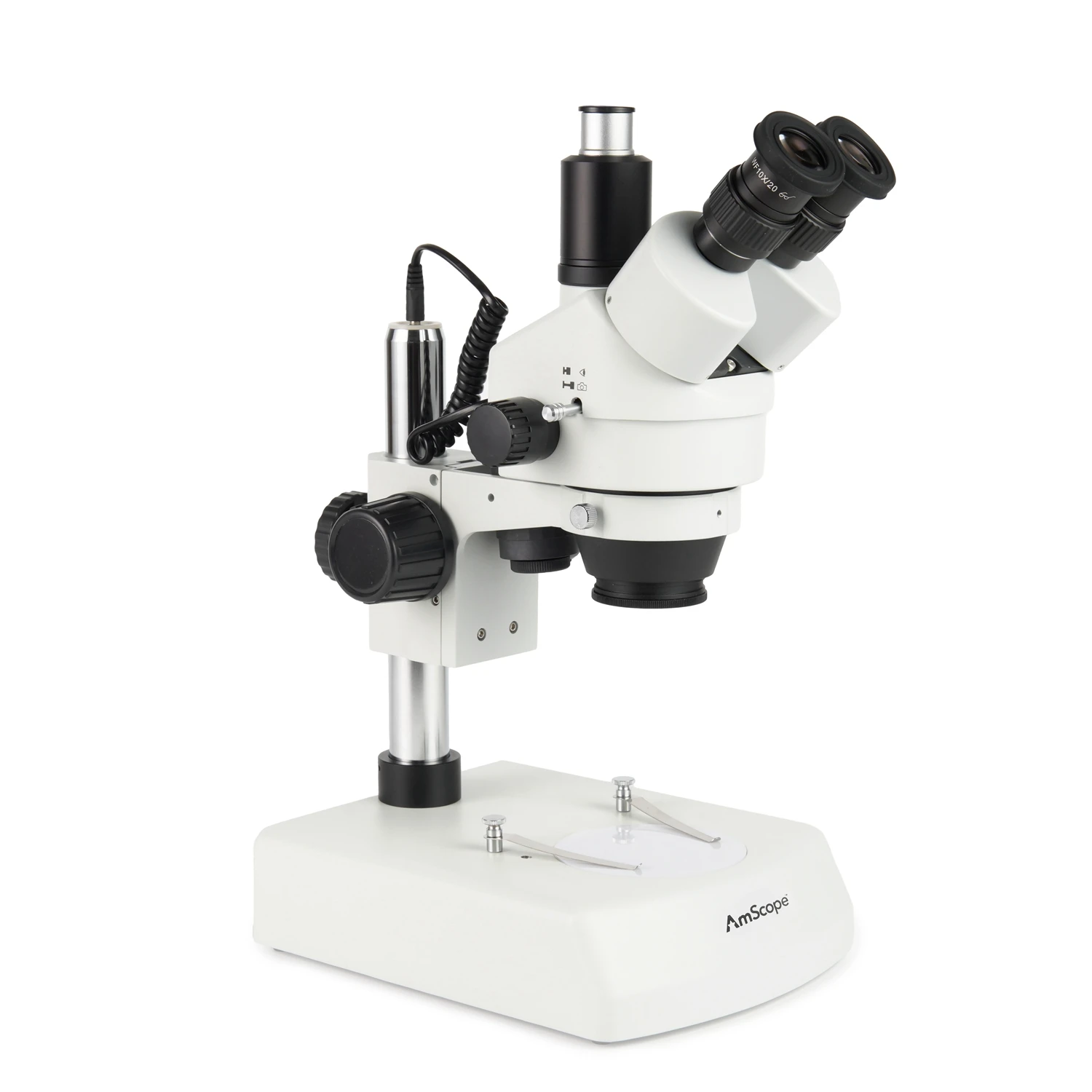 AmScope SM-2 시리즈 삼안 실체 현미경(기둥형 스탠드, 이중 할로겐 조명 포함)