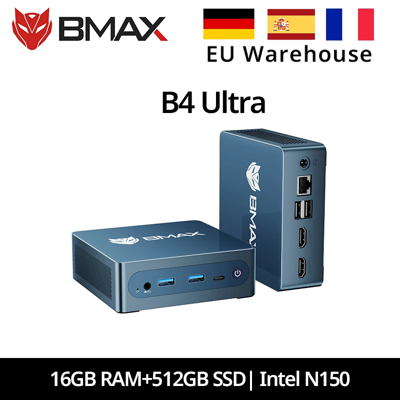 BMAX B4 Ultra Mini PC Windows 11 PC Intel N150 16GB 512GB