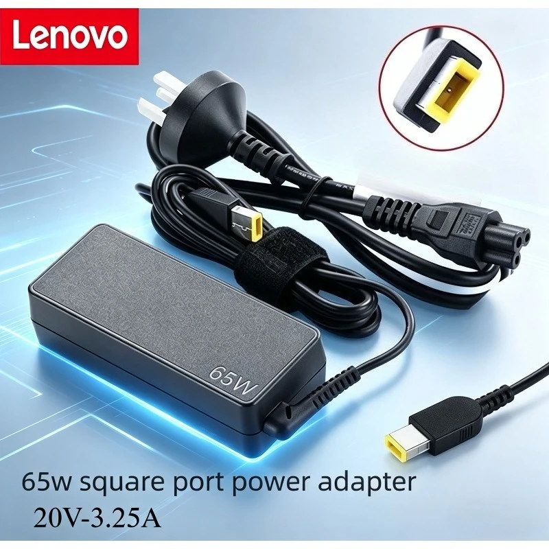 T450 T450s T460 T470 T470s에 적합한 사각형 입구와 니들형 커넥터가 있는 레노버 65W 20V-3.25A 노트북 전원 어댑터