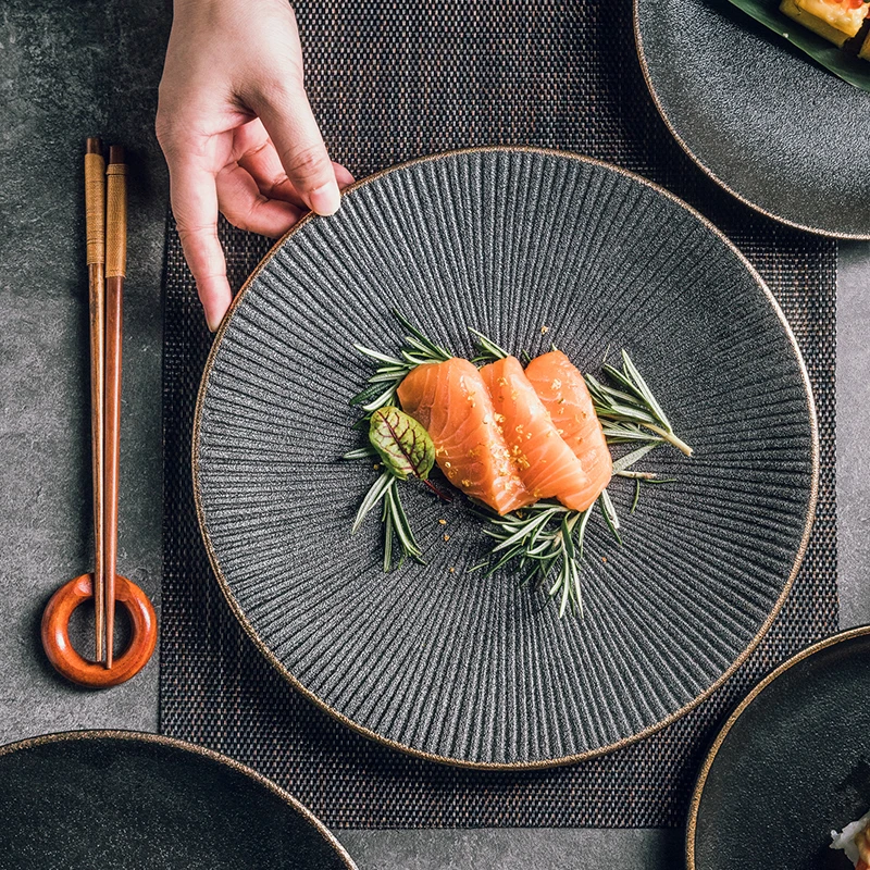 

10 Inches Creative Frosted Black Western Plate Simple Fashion Ceramic Plate Restaurant Plate Rice Plate Steak Plate