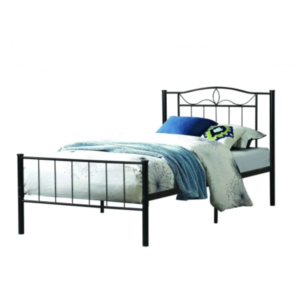 39 Single Black Metal Frame Contemporary Platform Bed with Slats No Boxspring Required