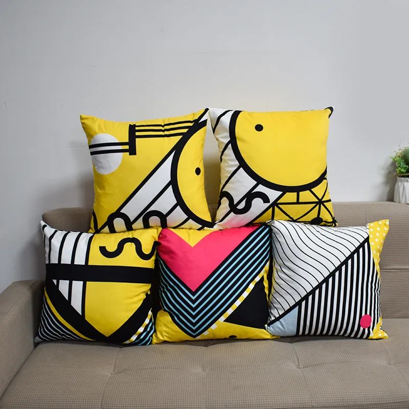 

Household goods geometry yellow throw pillow cover printed Nordic style sofa cushion cover pillow cover decorative pillows