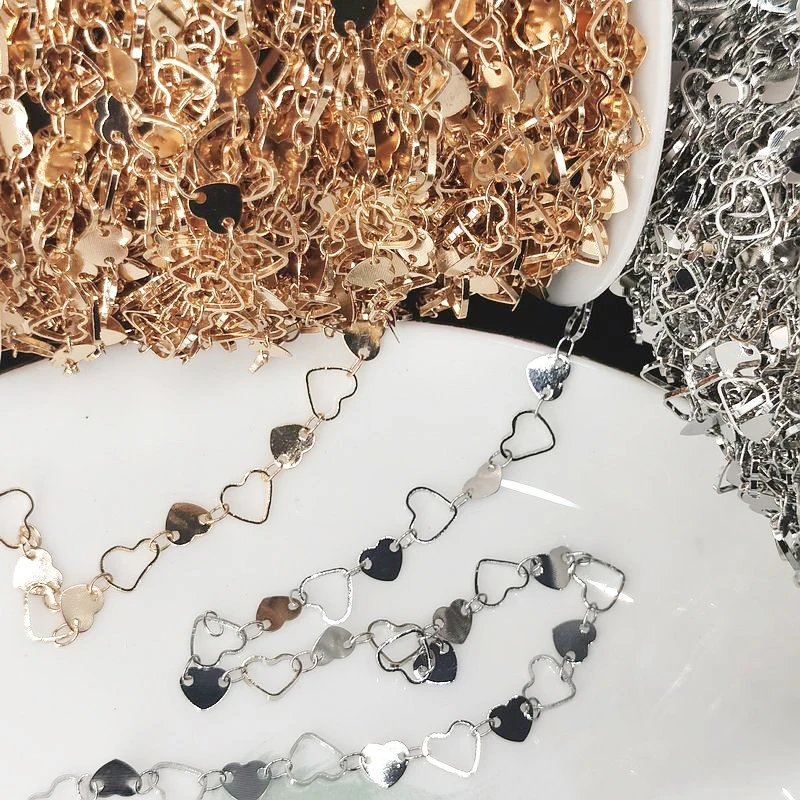 

1meter Love Heart Sequins Charm Chain for Bracelet Necklace Earrings Jewelry Making DIY Components Accessories Wholesale