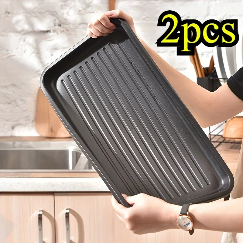 Storage Tray Water Tray Under-Sink Mat Waterproof Drip Tray Liner Kitchen Bathroom Cabinets Easy-Clean 2pcs