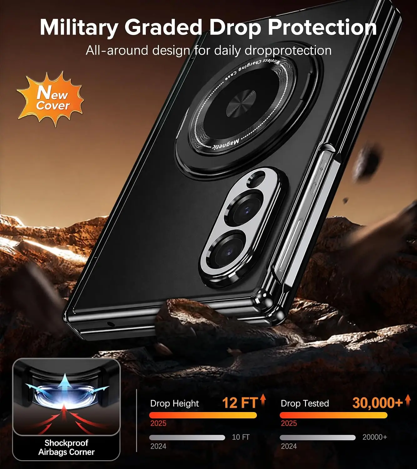 Full-Body Protective Case with Built-in Screen Protector and Rotating Magnetic Kickstand