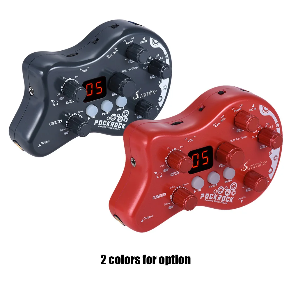 Summina PockRock 휴대용 기타 멀티 이펙트 프로세서 이펙트 페달, 15 가지 이펙트 유형, 40 가지 드럼 리듬 튜닝 기능