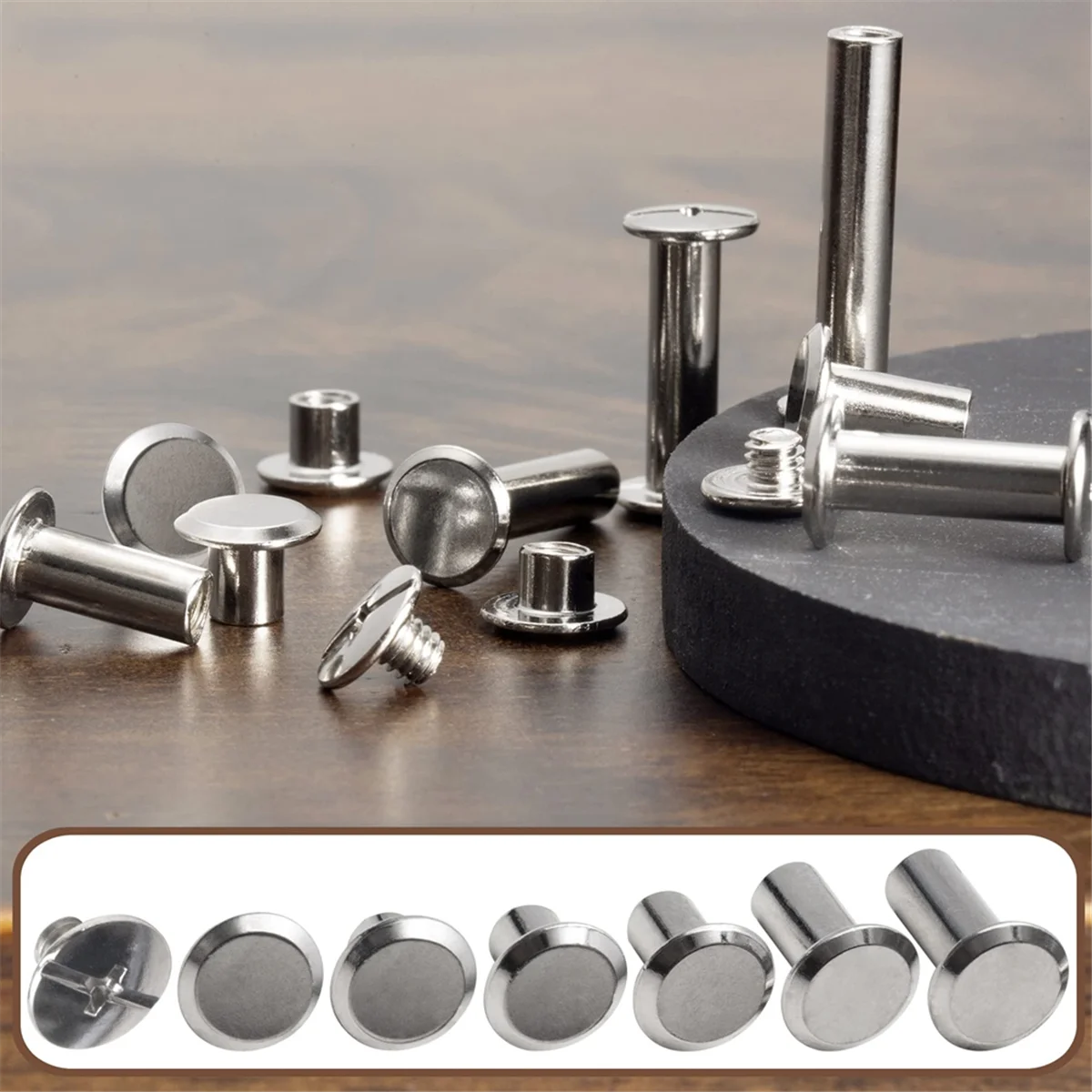 Chicago Screw Leather Rivets Assorted Screw Rivets M5 Chicago Binding Screws for Decorating PU Craft Belts(110PCS)A 2