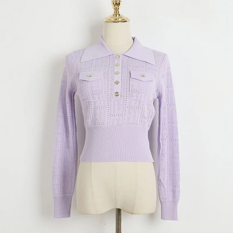 

Luxury Designer Clothes Women Elegant Pockets Long Sleeve Knitted Sweater Mujer 2023 Autumn New In Outwears Y2k Clothing