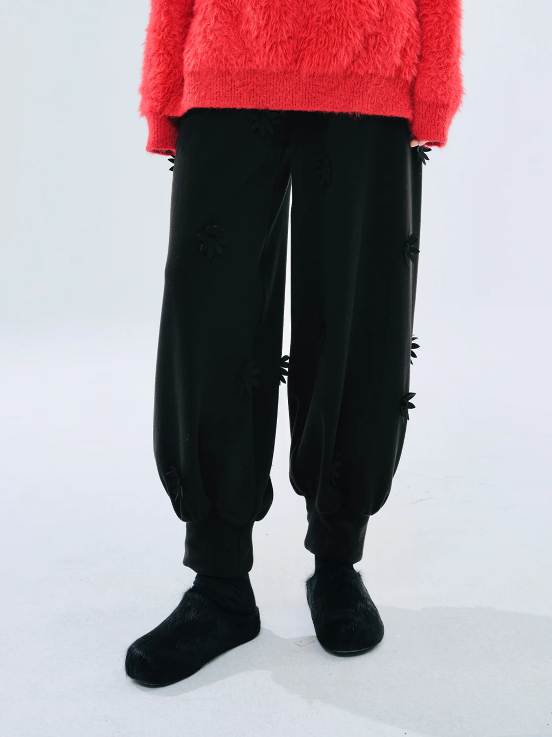 

imakokoni2023 autumn and winter original polar fleece flower shrink pants 234406