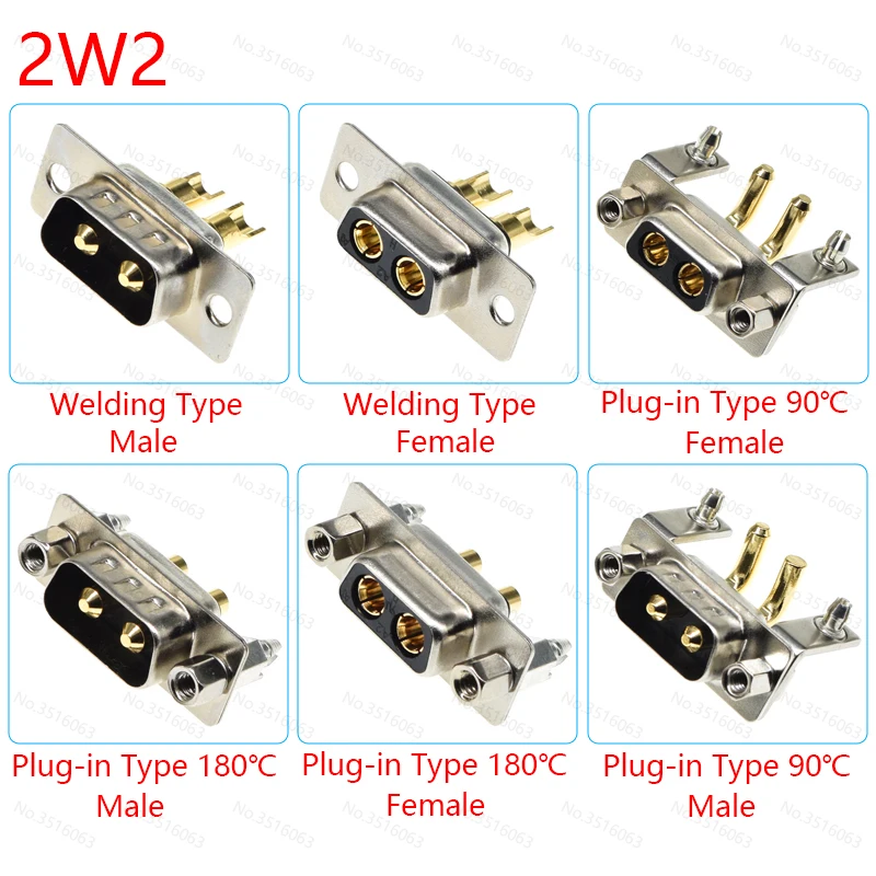 1 ชิ้น 2w2 30A 2 ขาชุบทองชายหญิง High Current Power Connector D - Sub อะแดปเตอร์บัดกรี/ปลั๊กประเภทปลั๊กซ็อกเก็ตเชื่อม DB 1