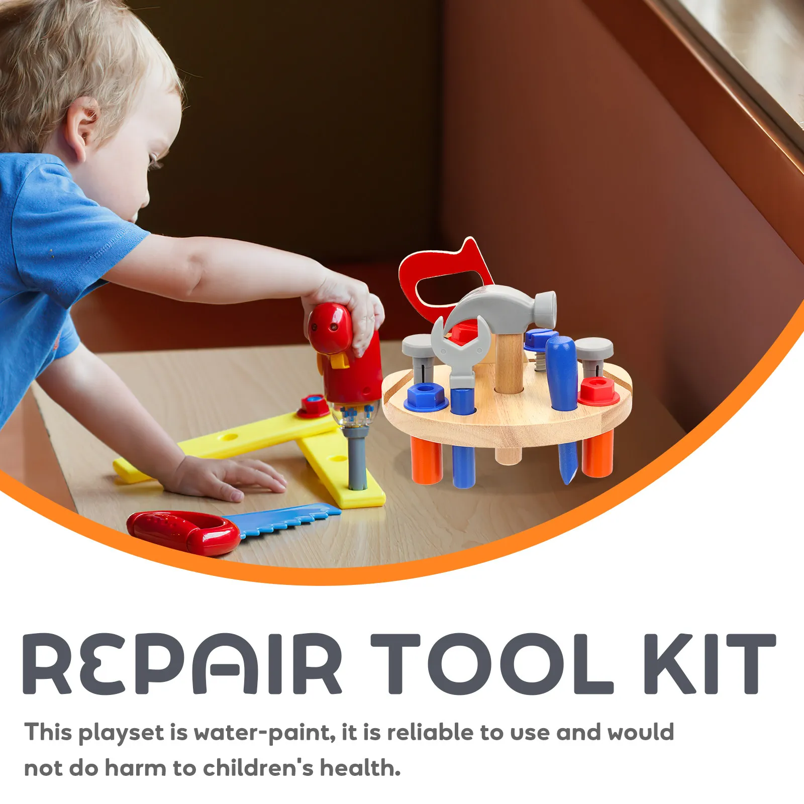 1 세트 어린이를위한 나무 놀이 수리 도구 세트 조기 학습 역할 놀이 워크샵 키트  인지 발달 안전