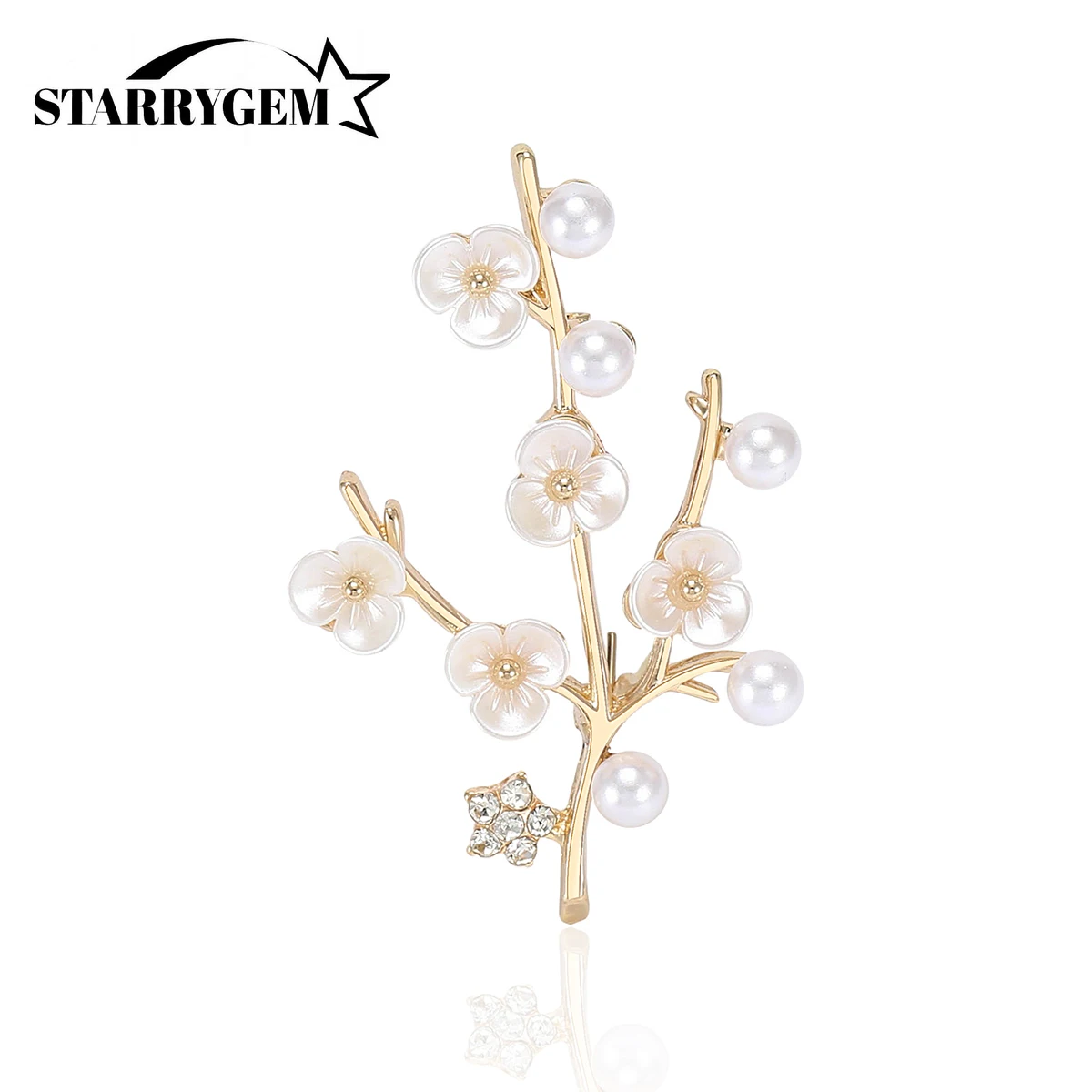 남녀공용 에나멜 자두 가지 핀, 진주 식물 브로치, 사무실 파티 친구 선물, 보석 액세서리 