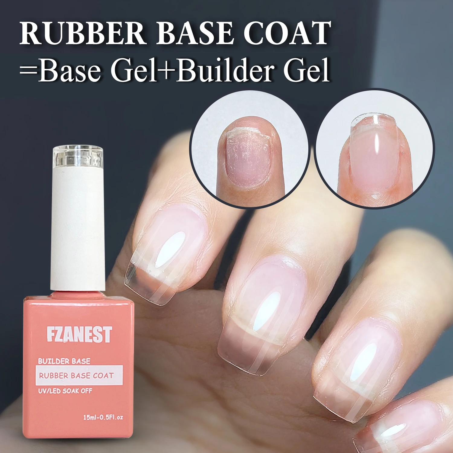 FZANESTUVRubberBaseGelNailPolish15MLClearBuilderRubberBase