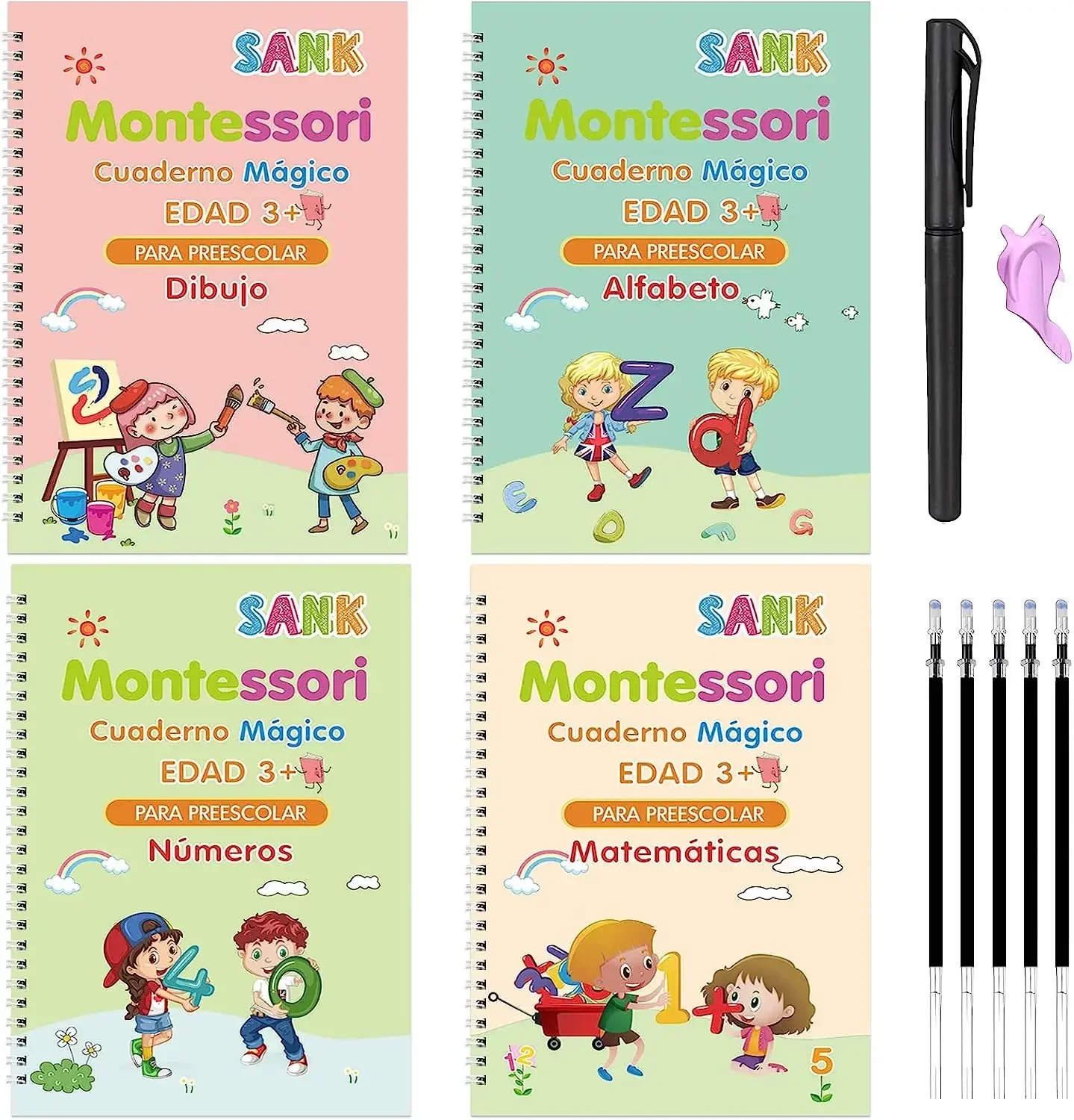 Spanish Children's Montessori Calligraphy Magic Sketchbook Set