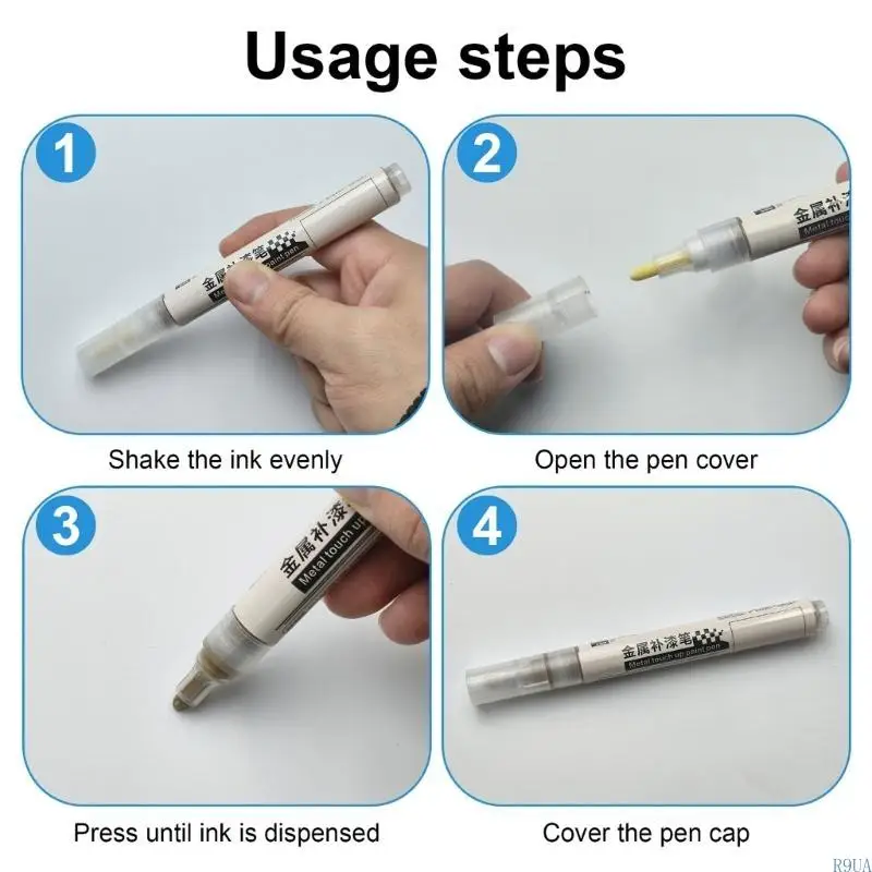 R9UA Permanent Marker Pen for Metal Metallic Color Waterproof Permanent Marker Pen