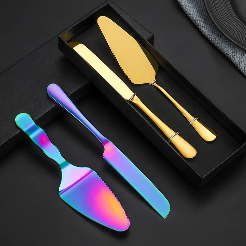Description Picture 4 of item2Pcs Cake Knife Shovel Set Stainless Steel Tableware Kit Cake Cutting Tools Pie Pizza Spatula Wedding Birthday Party Supplies