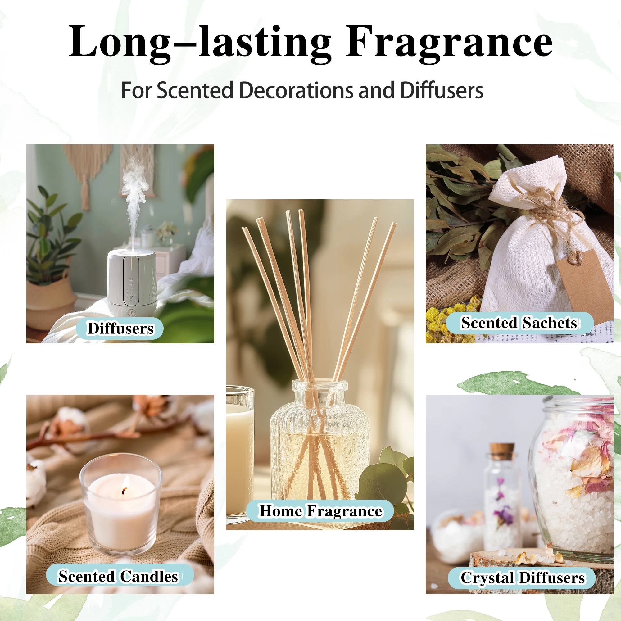 MAYJAM Essential Oils - Aromatic Bliss Collection: Lavender, Jasmine, Eucalyptus, Ylang Ylang, Vanilla, and Tea Tree