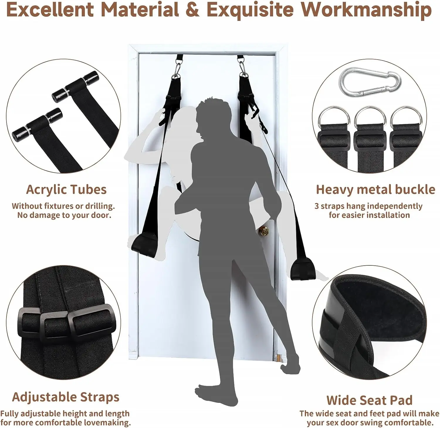 Sex Toys Sex Swings Sex Swing Bondage Slave Leather Soft Plush Sex Slings with Adjustable Straps