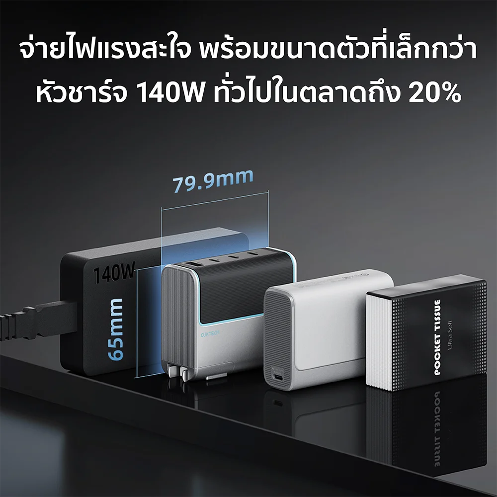 CUKTECH 140 ワット GaN AD1404U 充電器 4 ポート USB-C 充電器