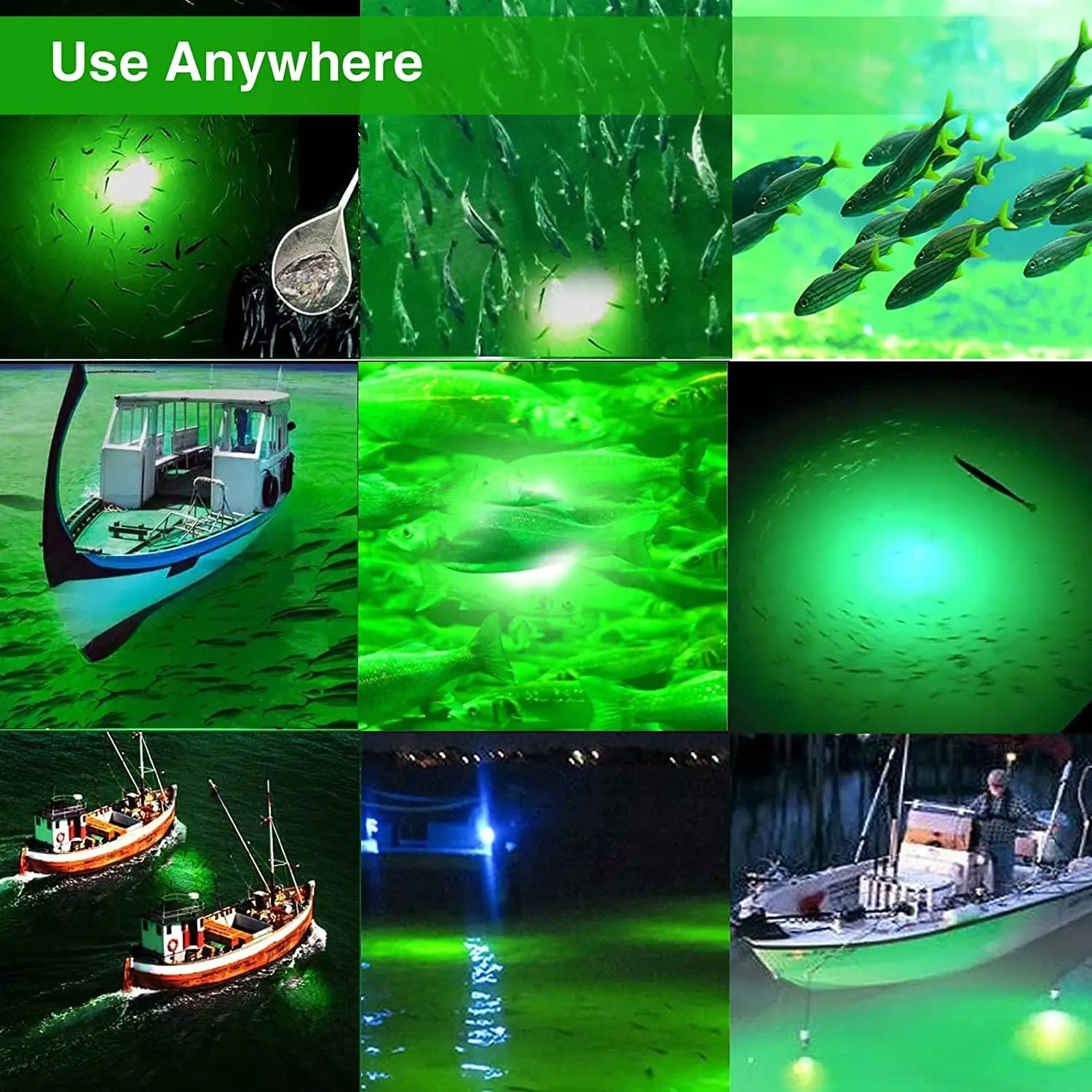 400W night lure submersible ip68 12v led underwater fishing light