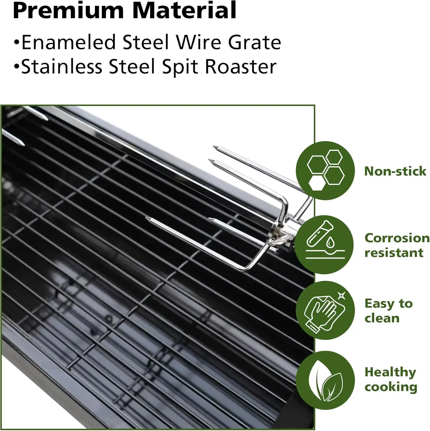 Man 2 in 1 Barbecue Grill with Rotisserie Grill Kit, Portable Folding Outdoor Charcoal Grill, Stainless Steel Spit Roaster with 3