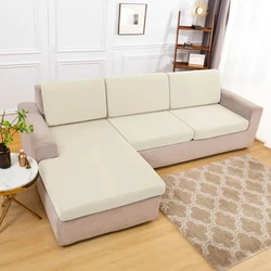 Waterproof Silky Soft Stretch Sofa Cushion Covers - Living Room Furniture Protector - L-shaped (Off White)