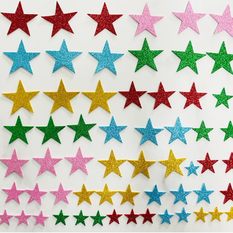 1Bag Colorful Self Adhesive Stars Shaped Foam Glitter Sticker Craft 