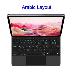 Magic Backlight Keyboard Folio with Smart Magnetic Cover and TouchPad Keyboard for Mi Pad 7 7 Pro 11.2 (Black Arabic)