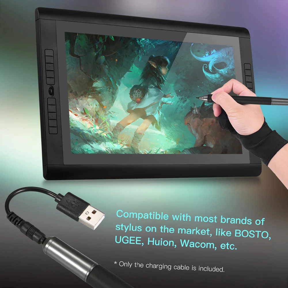 보스토 스타일러스 충전 케이블 코드, USB 충전기, 그래픽 태블릿 충전식 펜, 보스토 UGEE Huion Wacom 호환, 12cm