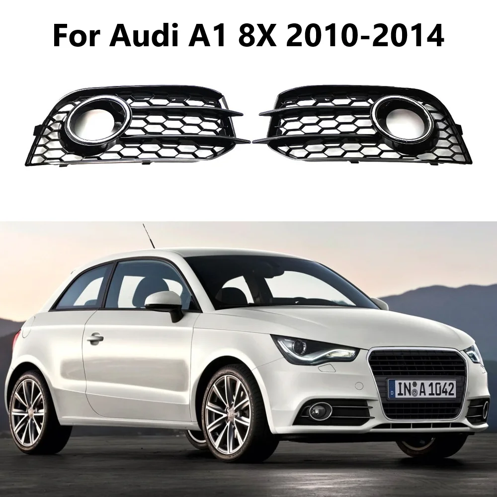 

Car Fog Light Lamp Cover Honeycomb Mesh Front Bumper Grille Grill Chrome Black For Audi A1 8X 2010-2014 8X0807681A 8X0807682A