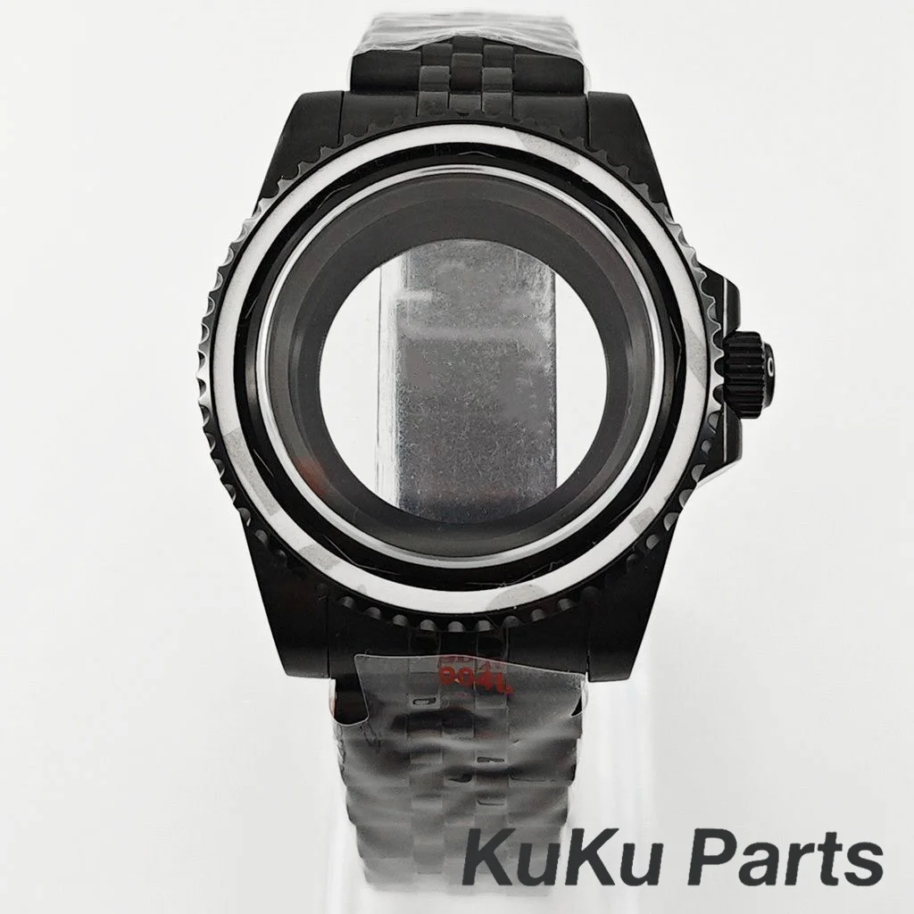 Black Purple GMT Bezel Watch Case with PVD Black Jubilee Bracelet and Sapphire Crystal