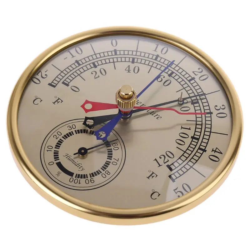 Indoor Analog Thermo-Hygrometer with 5 in. Dial and Stainless Steel Case