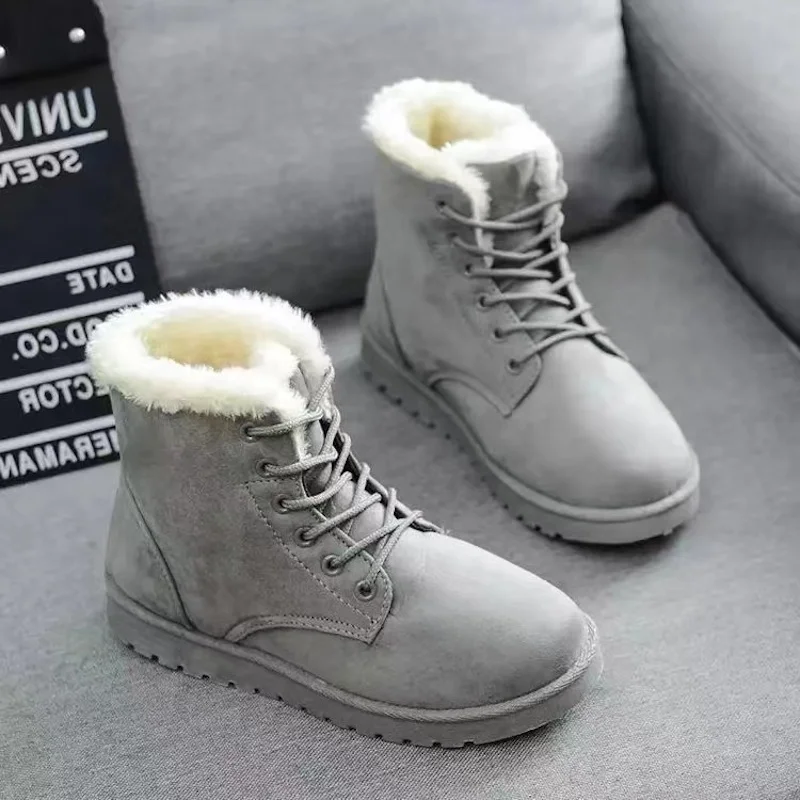 

SENDNAKAI AutumnAnd Winter New Women's Student Snow Boots Plush High Top Warm Cotton Shoes Flat Heel Korean Fashion Casual Shoes