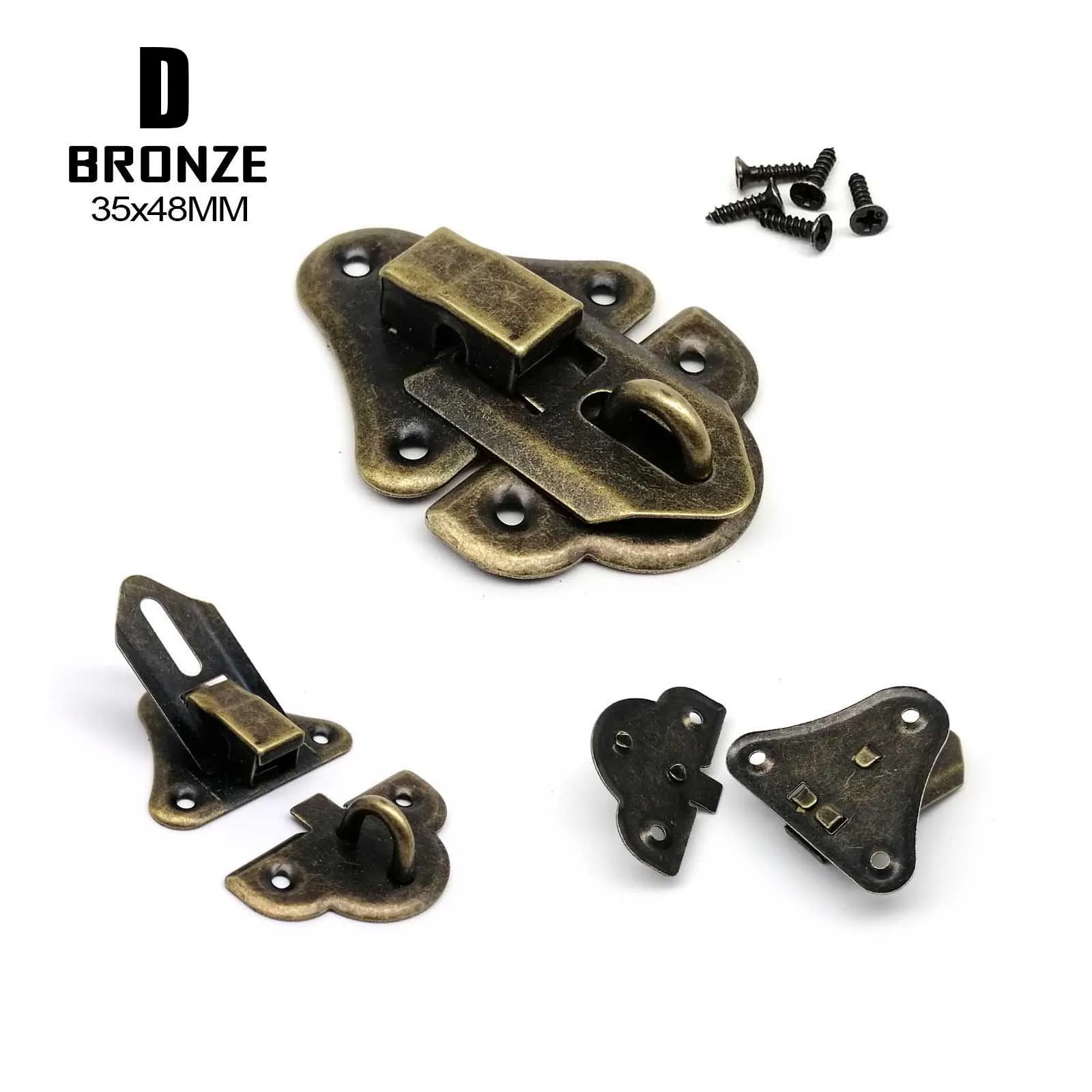 Set of 12 Elegant Metal Hasp Hooks with Screws