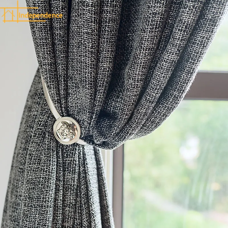 

Modern Simple Fresh Pure Color Ecological Cotton Linen Blackout Curtain Fabric Curtains for Living dining room bedroom