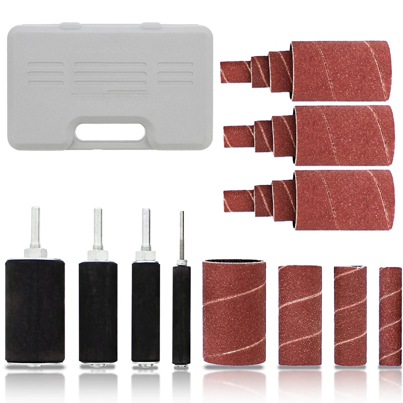 

Drum Sanding Kit Spindle Sander Belt Rubber Mandrels Spindle +Sanding Sleeves with Case for Home Improvement Tool