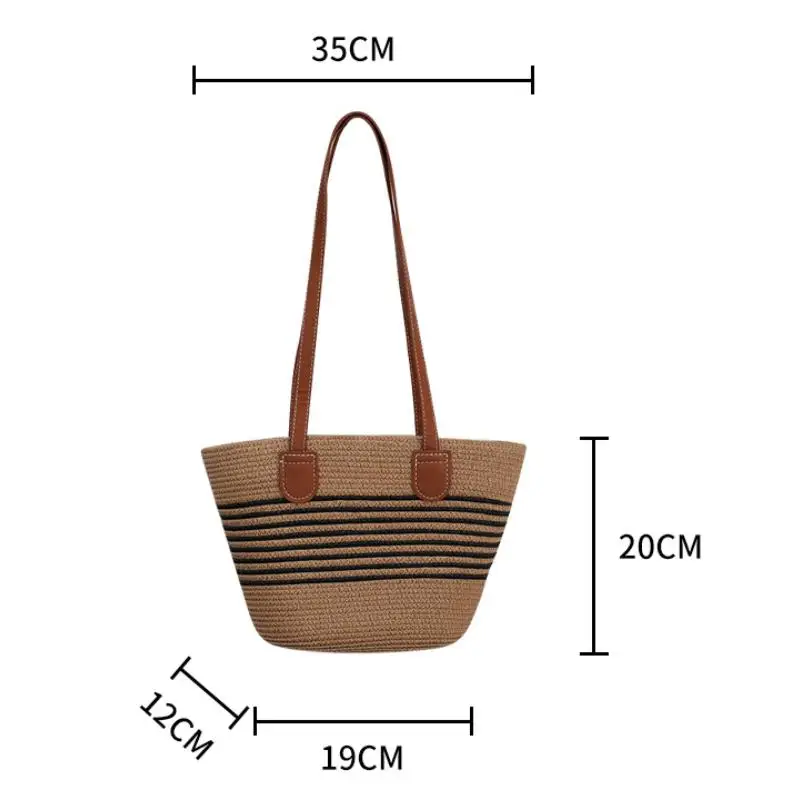 2024 Female Paper Rope Shoulder Bags for Women Ladies Commuter Tote Bags Summer Straw Woven Beach Bags Large Capacity Handbags