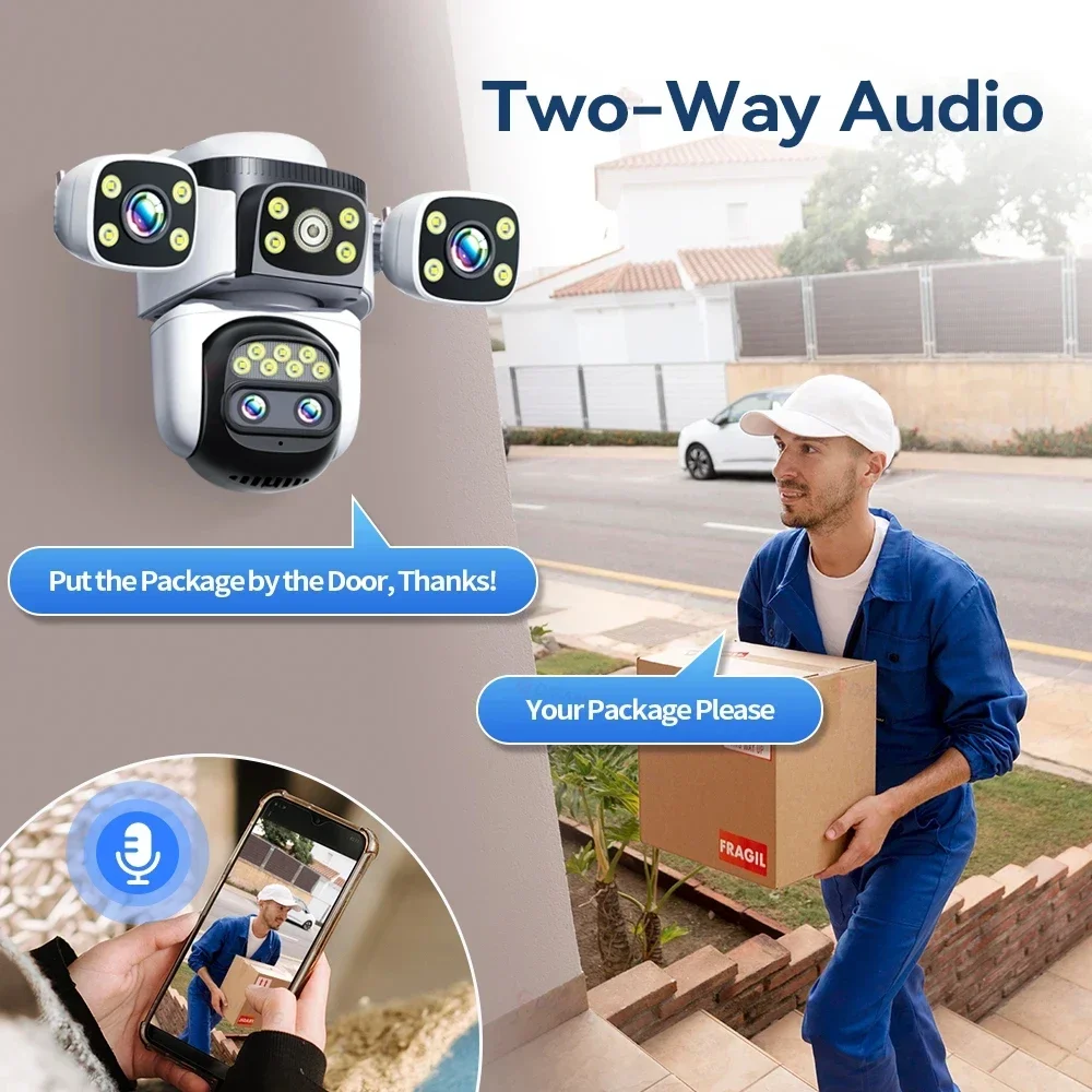 ANSVICAM UHD 20MP 10X Zoom Four Screens WiFi IP Camera Wireless Outdoor Four Len