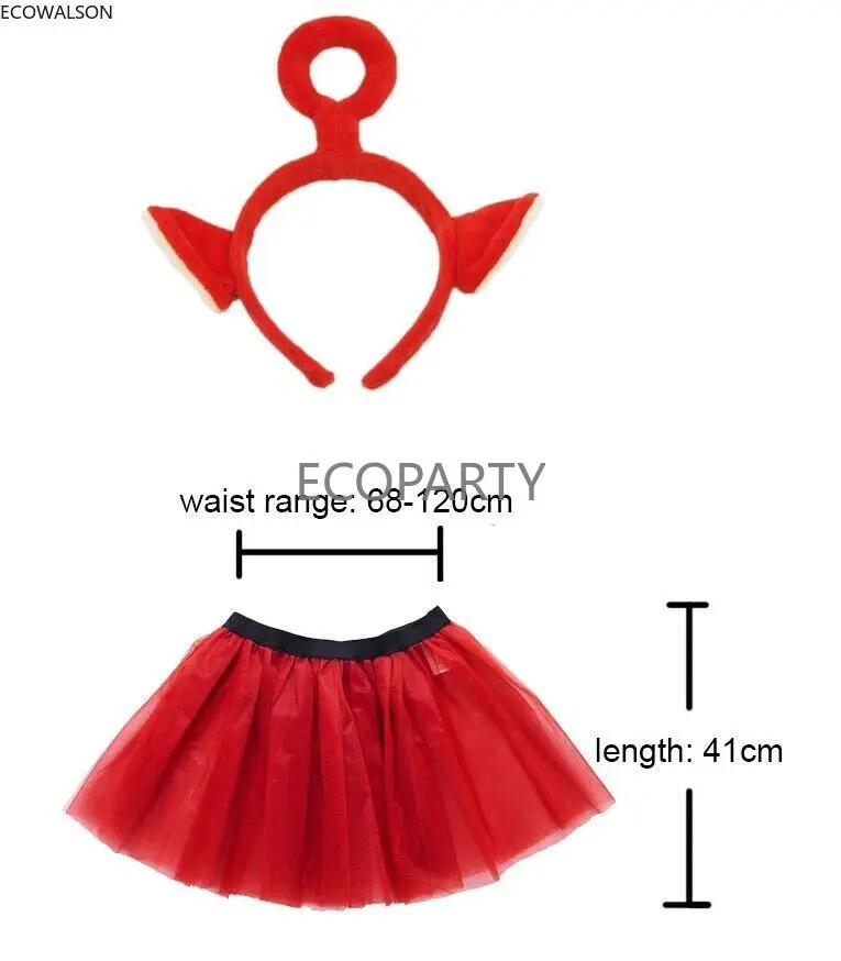 Teletubbies Costume Skirt Headband Set Girls Ladies Laa Laa Po Dipsy