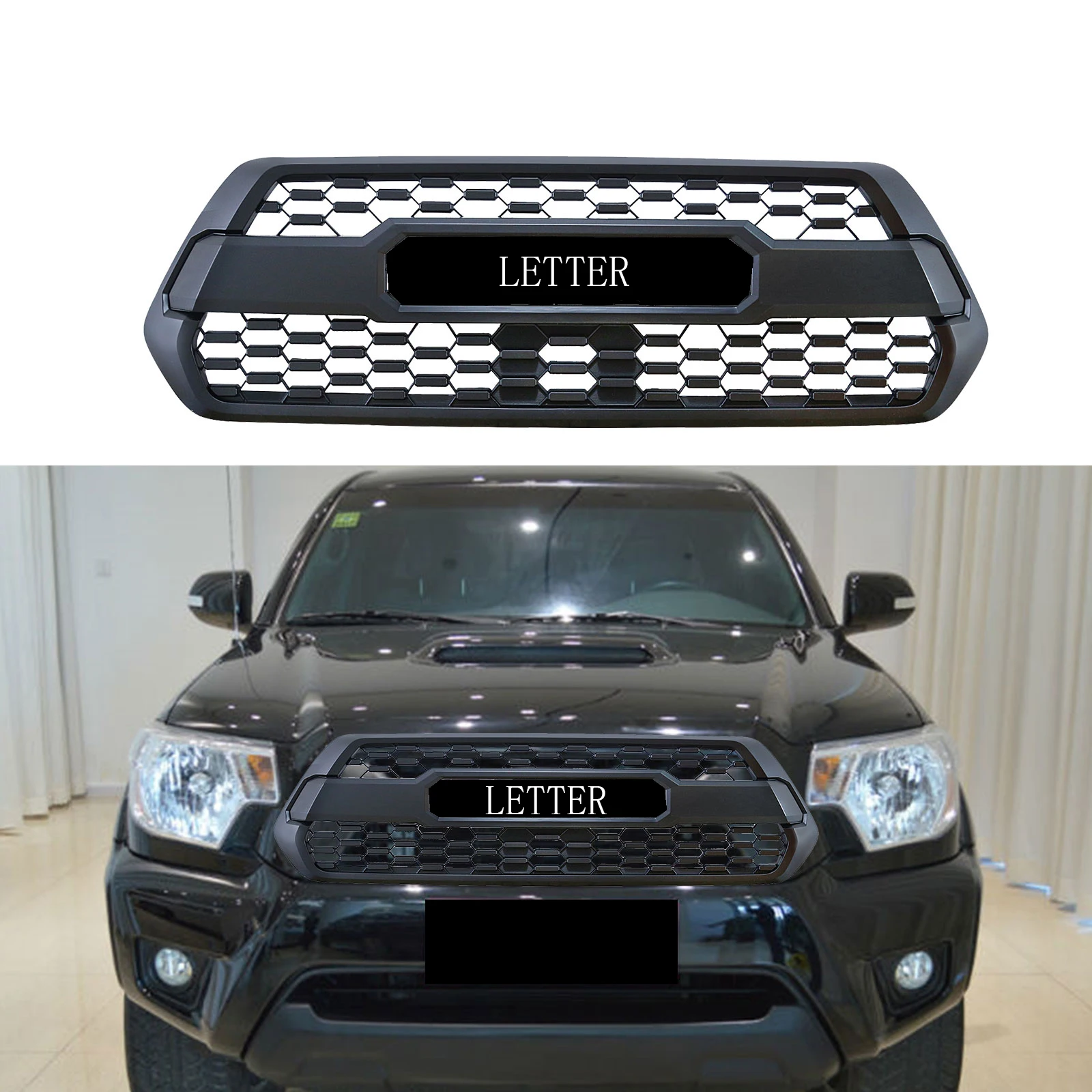 

Black Racing Grille Compatible with Tacoma 2016 2017 2018 2019 ABS Plastic Front Grille Guards with Letters