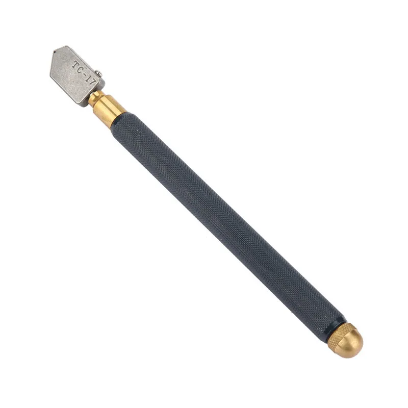 Glass Cutting Antislip Carbide Metal Tools  TC-17 Oil Glass Cutter Metal Handle Diamond Straight Head Cutting Tool 2