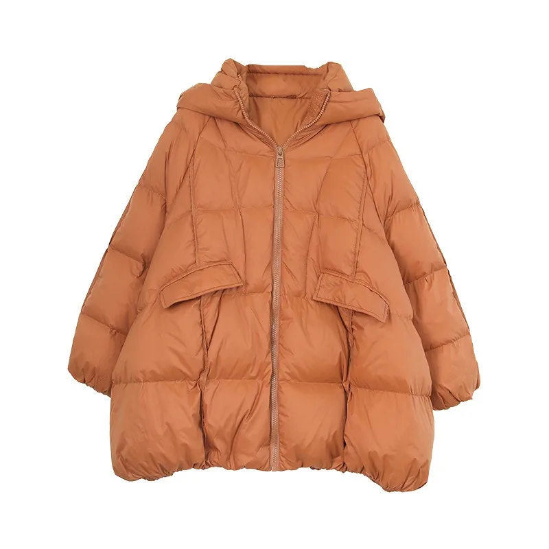 Retro Down Coat Women 2023 New Winter Boutique Ethnic Style Art Retro Warm White Duck Down Hooded Fashion Short Overcoat