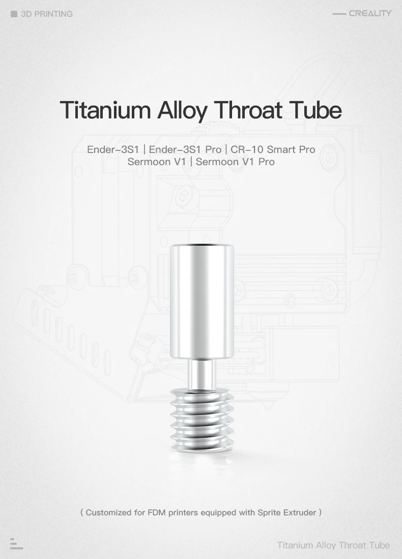 CREALITY Titanium Alloy Throat Tube Kit Customized For Ender-3 S1 CR-10 Smart Pro Printer Equipped With Sprite Extruder motor printer