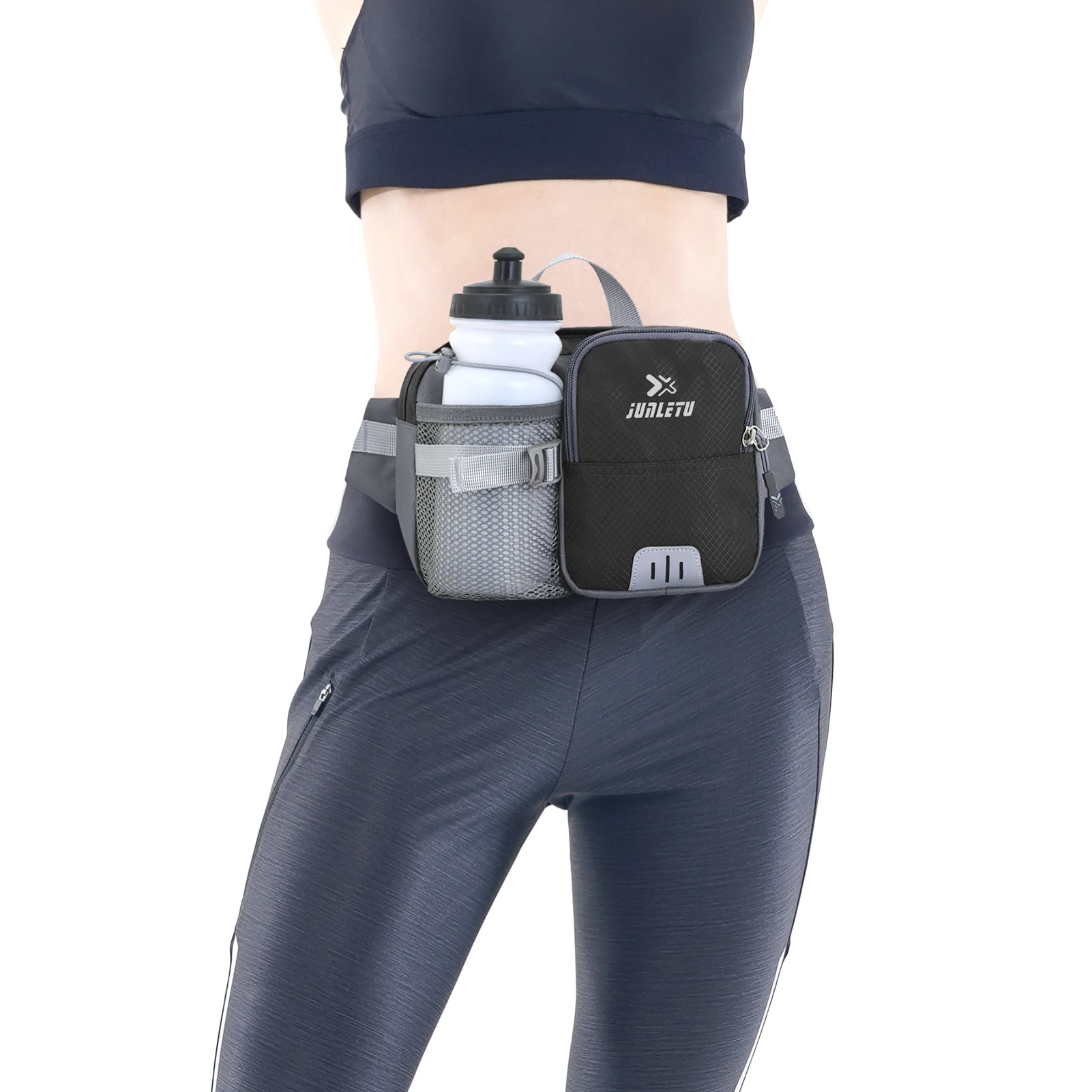 Outdoor Sports Waist Pack with Water Bottle Holder Bum Bag Waist Pouch for Hiking Cycle Running 4