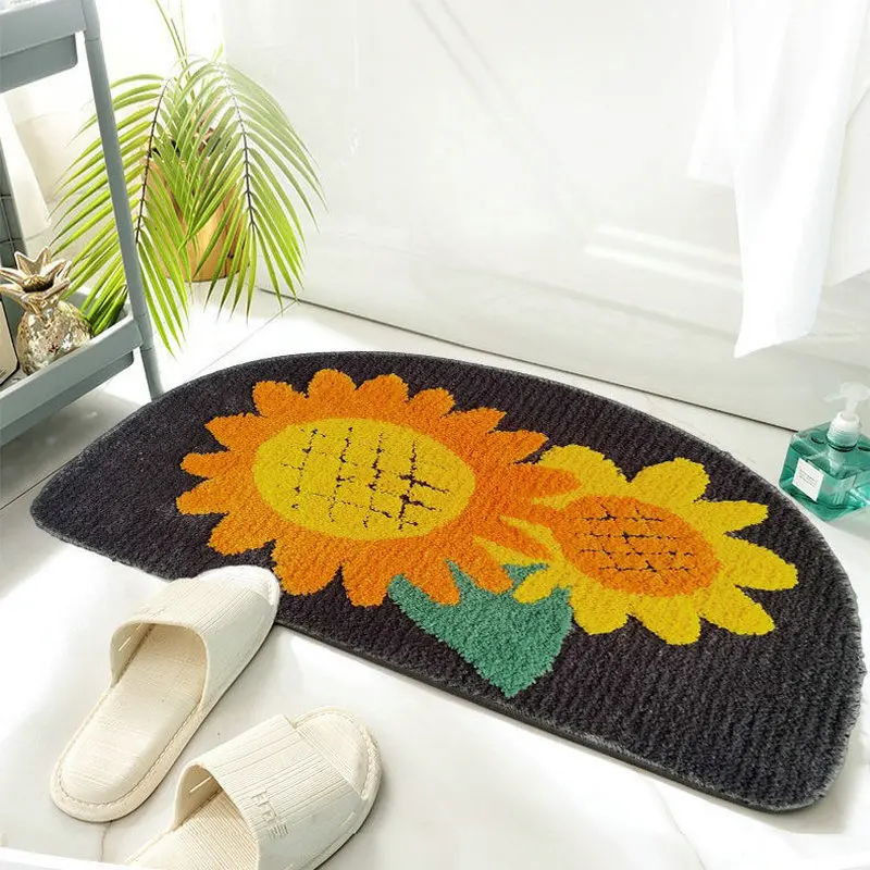 

Sunflower Entrance Door Mat Non-Slip Soft Bathroom Bath Mat Absorbent Flocking Entrance Floor Mat Doormat Bedroom Carpet Rug