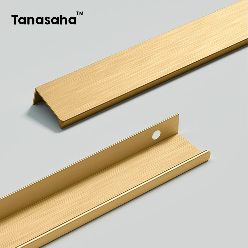 Hidden Handles For Kitchen Cabinets Dresser Drawer and Cupboard Aluminum Alloy Wardrobe Door Handle Furniture Hardware