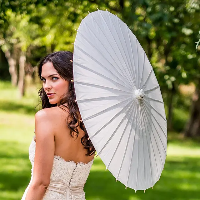 30/40/50Db Parasol Paper Bambusz Esernyők 60/84 Cm -Es Papír Esernyő Esküvői Buli Szívesség A Menyasszonyi Zuhany Középpontjában - Image 3