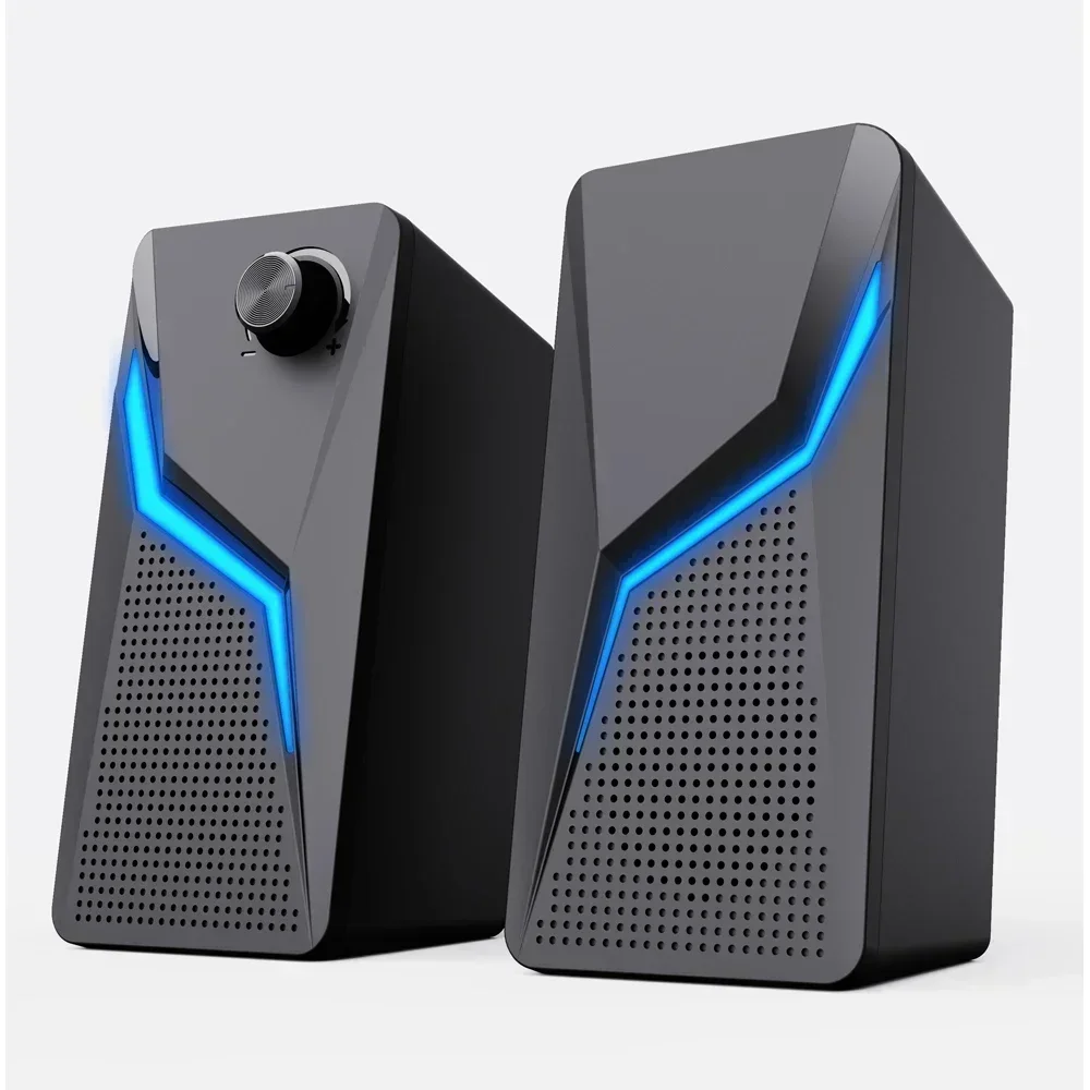 컴퓨터 게임 스피커 PC 사운드 박스 HIFI 스테레오 마이크 USB 유선 강력한 저음 2.0 스피커 LED RGB 조명